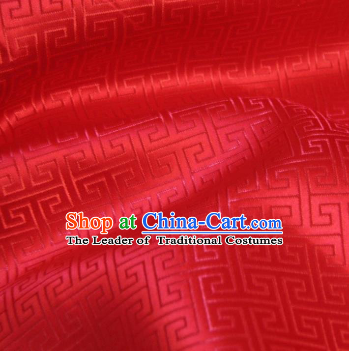 Chinese Traditional Royal Court Pattern Red Brocade Ancient Costume Tang Suit Cheongsam Bourette Fabric Hanfu Material