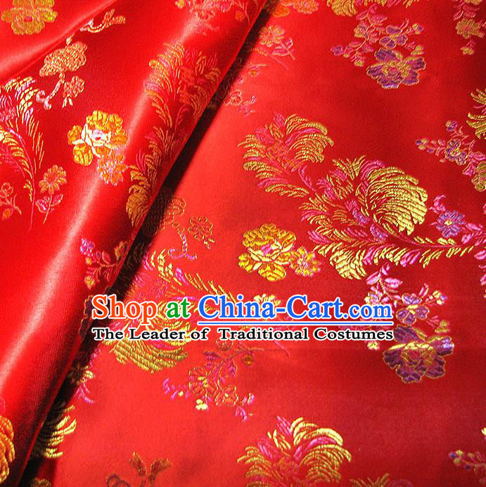 Chinese Traditional Royal Court Pattern Red Brocade Xiuhe Suit Fabric Ancient Costume Tang Suit Cheongsam Hanfu Material