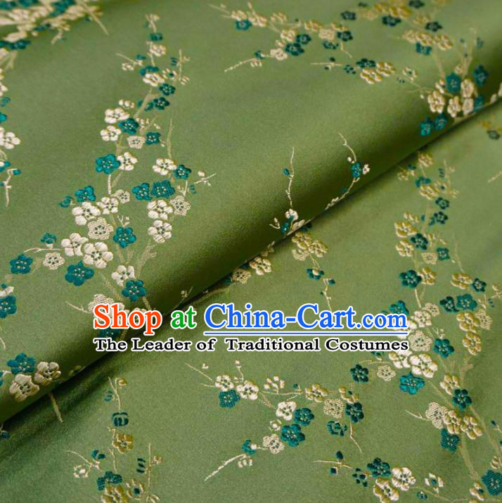 Chinese Traditional Royal Court Wintersweet Pattern Green Brocade Xiuhe Suit Fabric Ancient Costume Tang Suit Cheongsam Hanfu Material