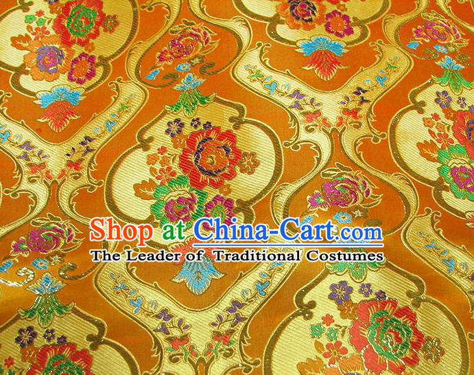 Chinese Traditional Royal Court Pattern Yellow Brocade Xiuhe Suit Fabric Ancient Costume Tang Suit Cheongsam Hanfu Material