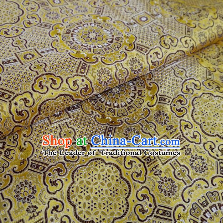 Chinese Traditional Royal Court Pattern Yellow Brocade Xiuhe Suit Fabric Ancient Costume Tang Suit Cheongsam Hanfu Material