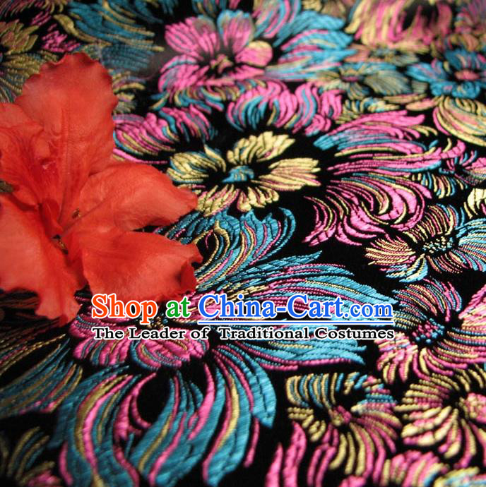 Chinese Traditional Royal Court Pattern Black Brocade Xiuhe Suit Fabric Ancient Costume Tang Suit Cheongsam Hanfu Material