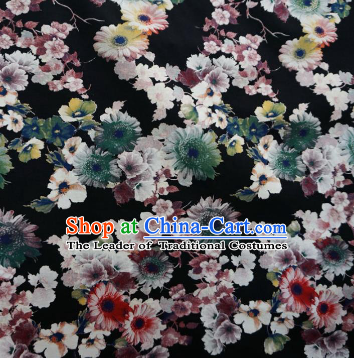Chinese Traditional Ink Painting Black Brocade Xiuhe Suit Fabric Ancient Costume Tang Suit Cheongsam Hanfu Material