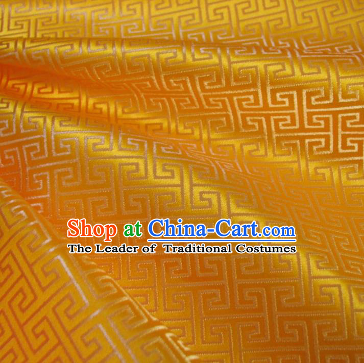 Chinese Traditional Royal Palace Pattern Design Yellow Brocade Xiuhe Suit Fabric Ancient Costume Tang Suit Cheongsam Hanfu Material