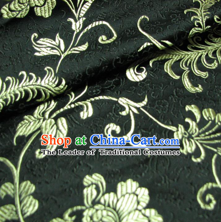 Chinese Traditional Royal Palace Pattern Design Black Brocade Mongolian Robe Fabric Ancient Costume Tang Suit Cheongsam Hanfu Material