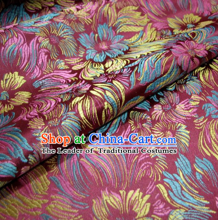 Chinese Traditional Royal Palace Flowers Pattern Design Pink Brocade Fabric Ancient Costume Tang Suit Cheongsam Hanfu Material