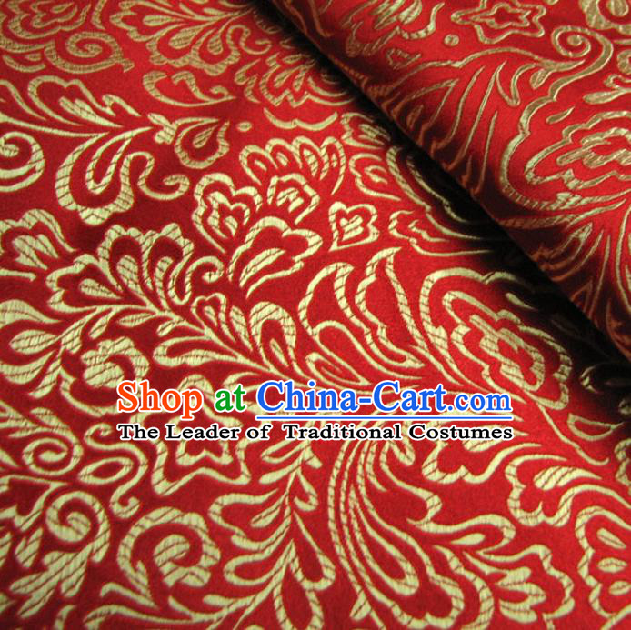 Chinese Traditional Royal Palace Pattern Design Hanfu Red Brocade Fabric Ancient Costume Tang Suit Cheongsam Material