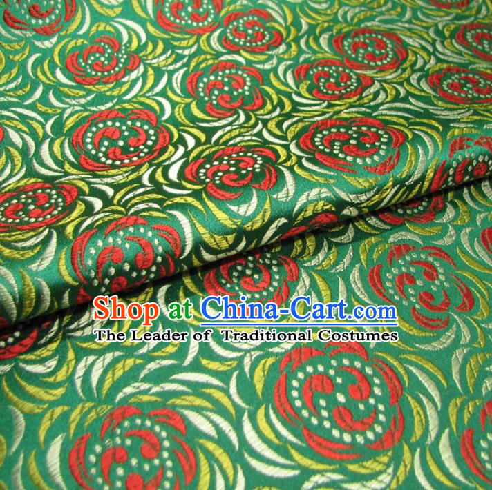 Chinese Traditional Palace Pattern Design Hanfu Green Brocade Fabric Ancient Costume Tang Suit Cheongsam Material
