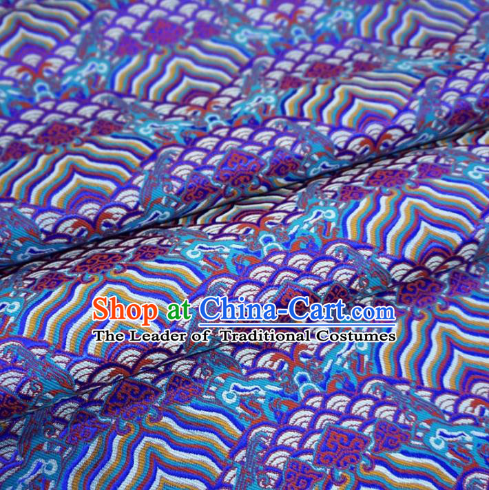 Chinese Traditional Palace Wave Pattern Hanfu Purple Brocade Fabric Ancient Costume Tang Suit Cheongsam Material