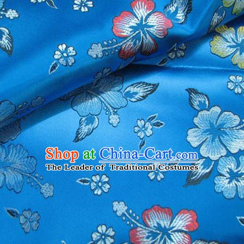 Chinese Traditional Palace Pattern Design Hanfu Blue Brocade Fabric Ancient Costume Tang Suit Cheongsam Material