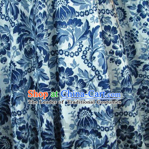 Chinese Traditional Palace Rich Pattern Design Hanfu White Brocade Fabric Ancient Costume Tang Suit Cheongsam Material