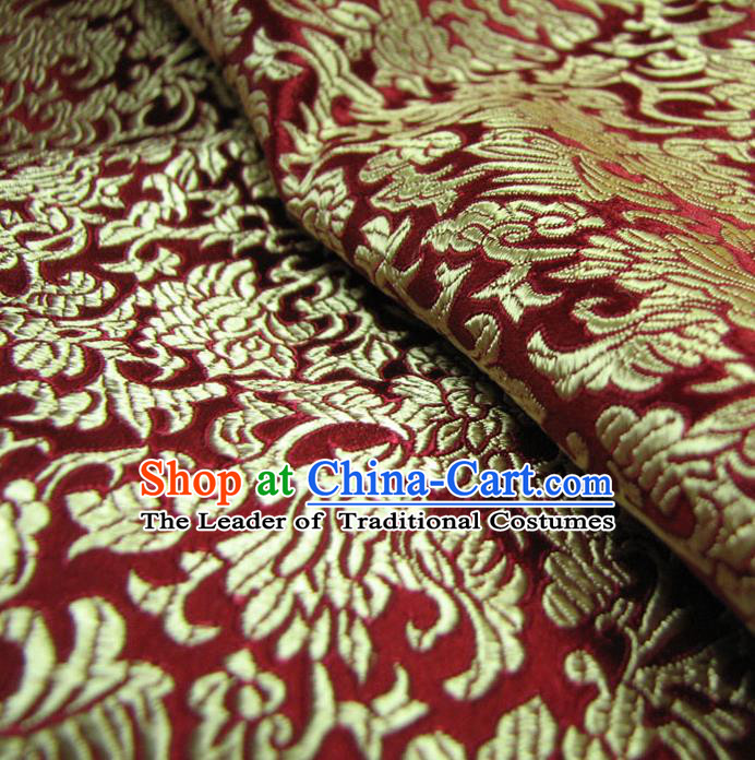 Chinese Traditional Palace Pattern Design Hanfu Red Brocade Mongolian Robe Fabric Ancient Costume Tang Suit Cheongsam Material