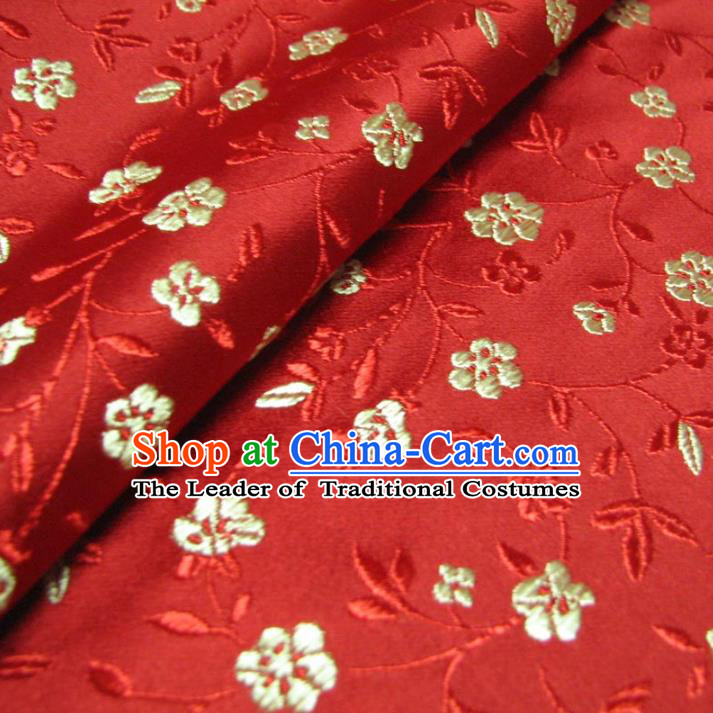 Chinese Traditional Palace Flowers Pattern Design Hanfu Red Brocade Fabric Ancient Costume Tang Suit Cheongsam Material