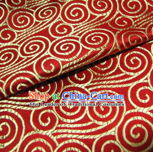 Chinese Traditional Palace Auspicious Cloud Pattern Design Hanfu Red Brocade Mongolian Robe Fabric Ancient Costume Tang Suit Cheongsam Material