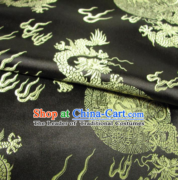 Chinese Traditional Palace Dragons Pattern Design Hanfu Black Brocade Fabric Ancient Costume Tang Suit Cheongsam Material