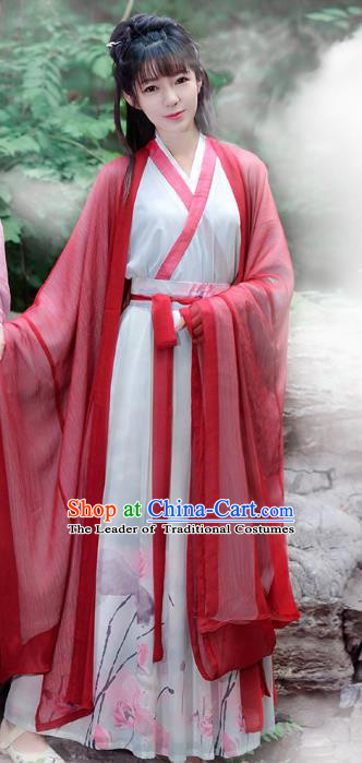 Traditional Chinese Jin Dynasty Palace Lady Elegant Hanfu Embroidered Costume Complete Set for Women