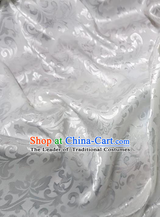 Chinese Traditional Palace Pattern Hanfu White Brocade Fabric Ancient Costume Tang Suit Cheongsam Material