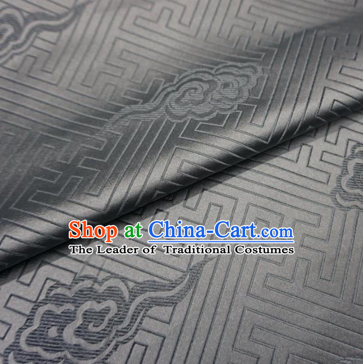 Chinese Traditional Palace Clouds Pattern Hanfu Grey Brocade Fabric Ancient Costume Tang Suit Cheongsam Material