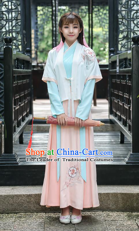 Traditional Chinese Ming Dynasty Palace Lady Ancient Princess Hanfu Embroidered Costume for Women