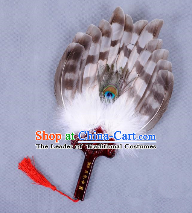 Traditional Chinese Crafts Folding Fan China Feather Fan Oriental Fan Zhuge Liang Fans