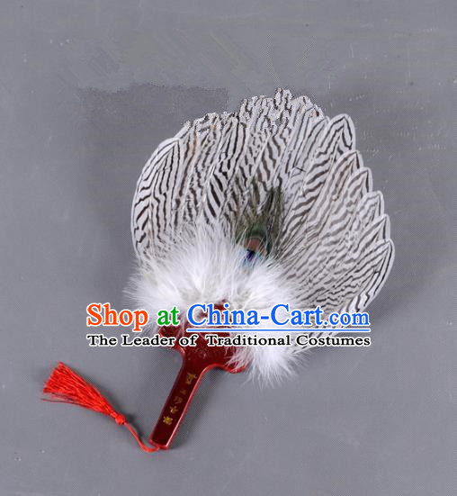 Traditional Chinese Crafts Folding Fan China Feather Fan Oriental Fan Zhuge Liang Fans