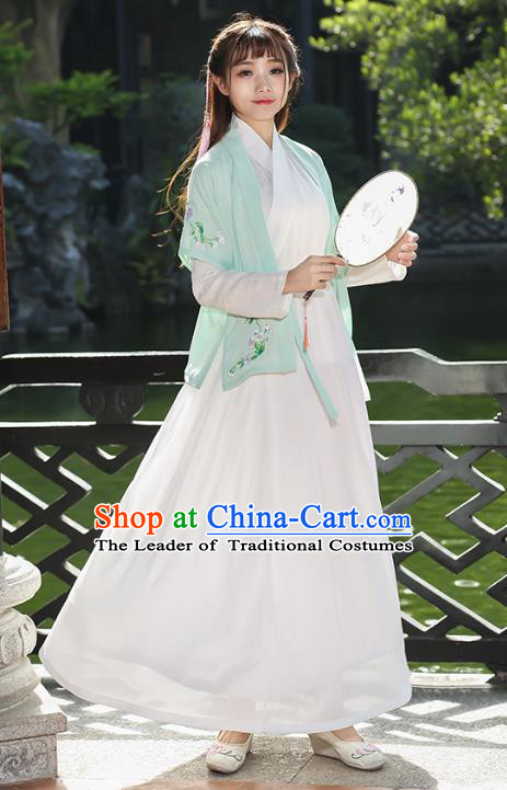 Traditional Chinese Ancient Song Dynasty Young Lady Hanfu Embroidered Costume for Women