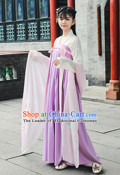 Traditional Chinese Ancient Tang Dynasty Princess Palace Lady Hanfu Embroidered Costume for Women