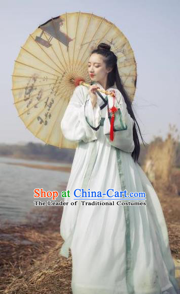 Traditional Chinese Jin Dynasty Palace Lady Costume, China Ancient Princess Hanfu Embroidered Clothing for Women