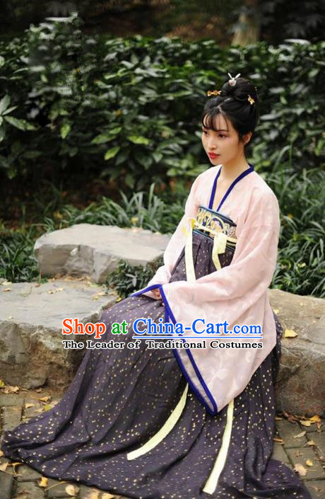 Traditional Chinese Tang Dynasty Court Maid Dress Clothing Ancient Princess Hanfu Embroidered Costume for Women