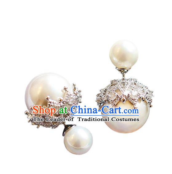 Chinese Traditional Bride Jewelry Accessories Baroque Eardrop Princess Headwear Wedding Crystal Earrings for Women