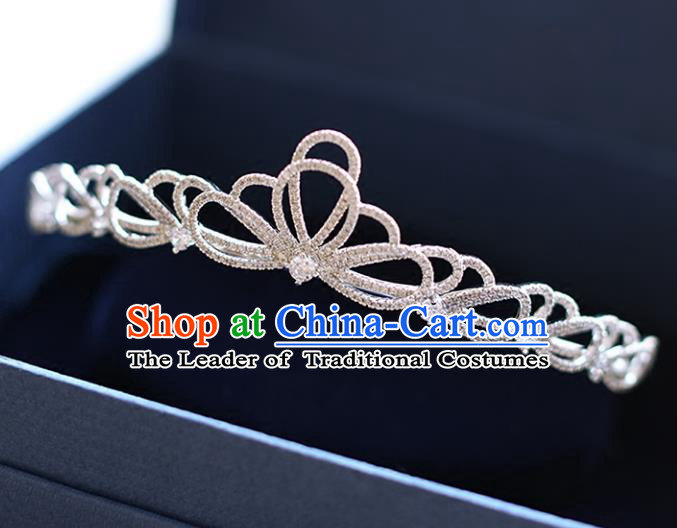 Chinese Traditional Bride Hair Accessories Baroque Princess Zircon Hair Clasp Wedding Crystal Royal Crown for Women