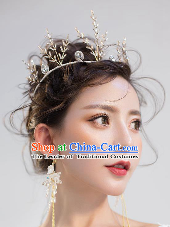 Chinese Traditional Bride Hair Accessories Baroque Princess Hair Clasp Wedding Crystal Royal Crown for Women
