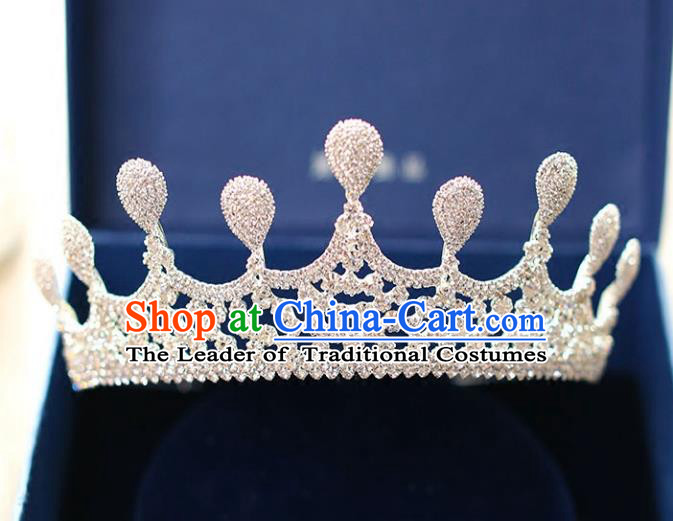 Chinese Traditional Hair Accessories Baroque Bride Hair Clasp Wedding Crystal Royal Crown for Women