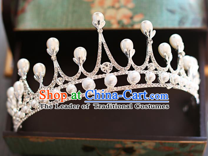 Chinese Traditional Hair Accessories Baroque Bride Hair Clasp Wedding Princess Crystal Royal Crown for Women