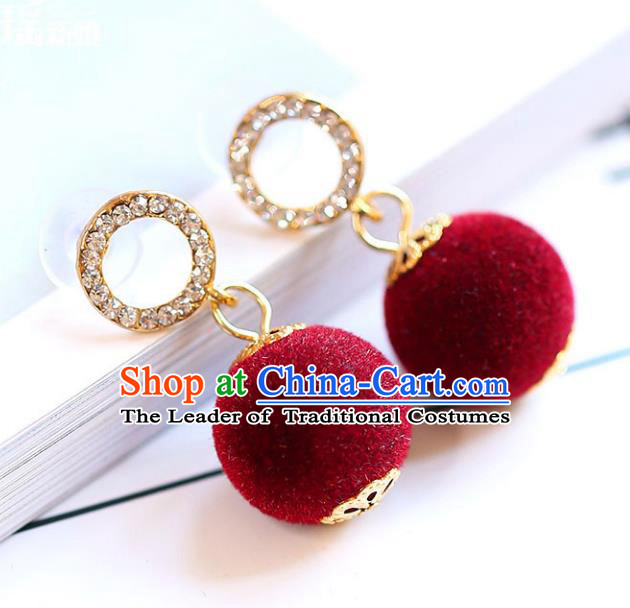 Chinese Traditional Bride Jewelry Accessories Eardrop Princess Wedding Red Earrings for Women