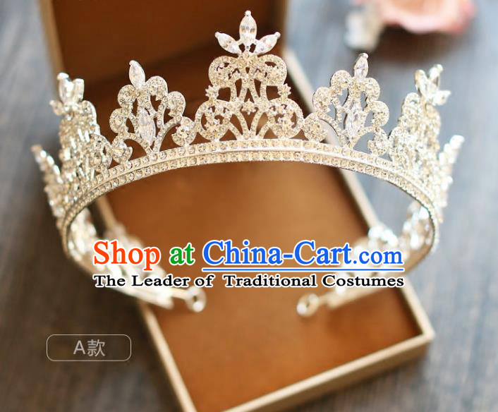 Chinese Traditional Wedding Hair Accessories Baroque Princess Hair Clasp Palace Bride Crystal Royal Crown for Women