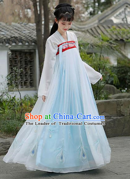 Traditional Chinese Ancient Tang Dynasty Palace Lady Princess Hanfu Embroidered Clothing for Women
