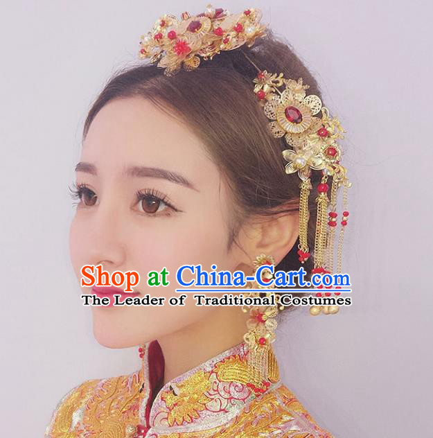 Chinese Hair Jewelry Accessories Xiuhe Suit Hairpins Headwear Headdress Hair Crown for Women