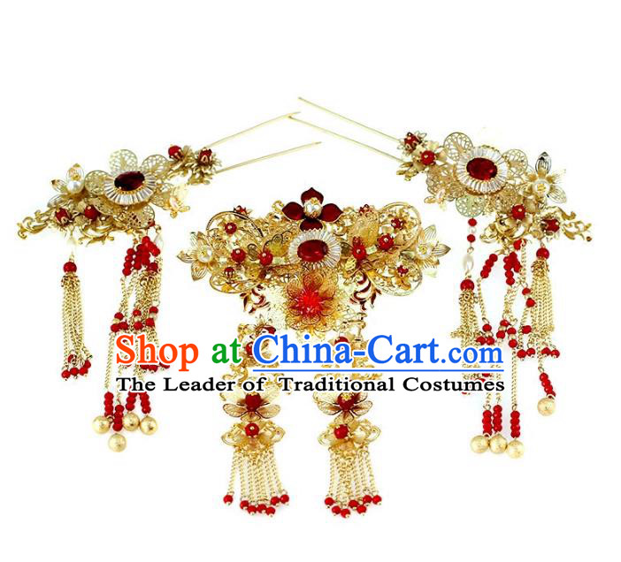 Chinese Hair Jewelry Accessories Xiuhe Suit Hairpins Headwear Headdress Hair Crown for Women