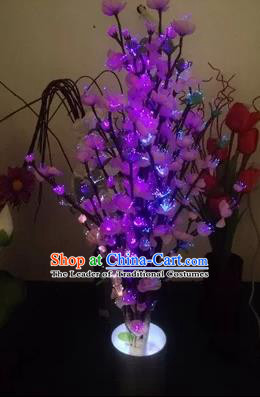 Chinese Traditional Electric LED Flowers Lantern Desk Lamp Home Decoration Purple Peach Blossom Lights