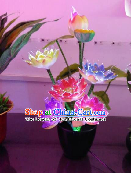 Chinese Traditional Electric LED Lotus Lantern Desk Lamp Home Decoration Lights