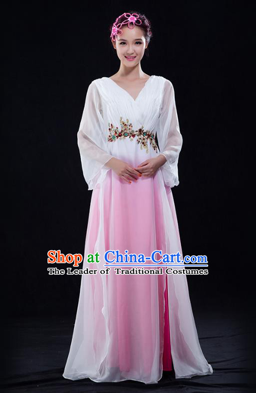 Traditional Chinese Modern Dance Costume Opening Chorus Singing Group Bubble Dress for Women