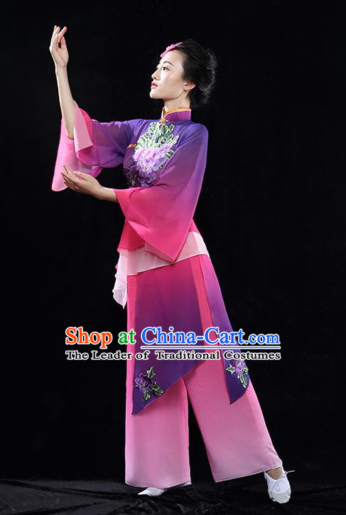 Traditional Chinese Yangge Fan Dancing Costume Modern Dance Dress Clothing