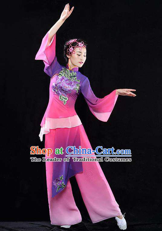 Traditional Chinese Yangge Fan Dancing Costume Modern Dance Dress Clothing