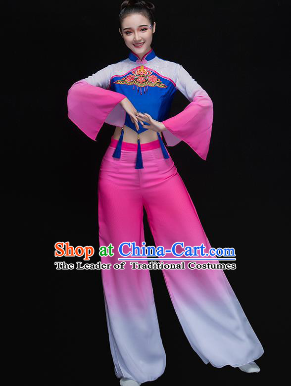 Traditional Chinese Yangge Fan Dancing Costume Modern Dance Dress Clothing