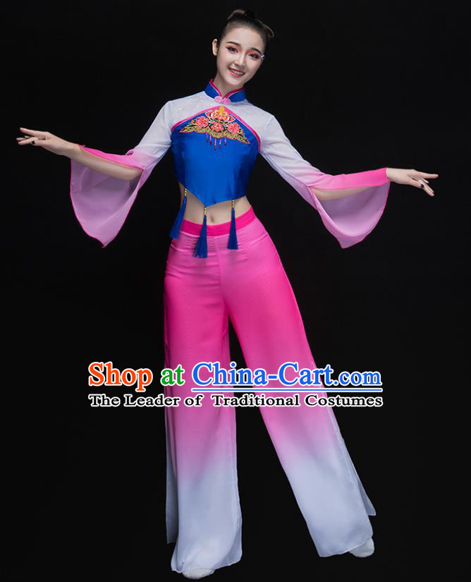 Traditional Chinese Yangge Fan Dancing Costume Modern Dance Dress Clothing