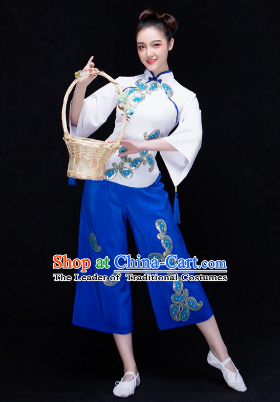 Traditional Chinese Yangge Fan Dancing Costume Modern Dance Dress Clothing