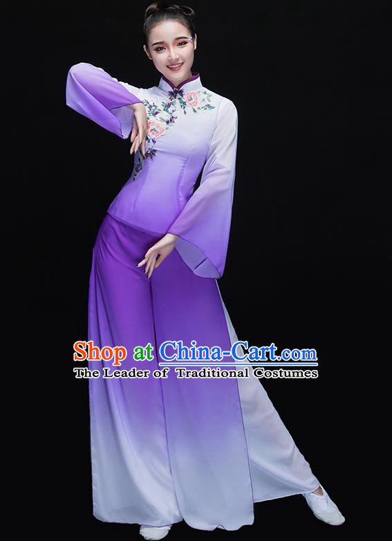 Traditional Chinese Yangge Fan Dancing Costume Modern Dance Dress Clothing