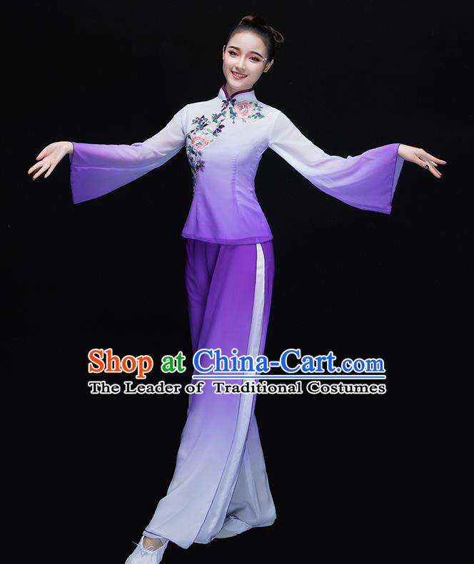 Traditional Chinese Yangge Fan Dancing Costume Modern Dance Dress Clothing