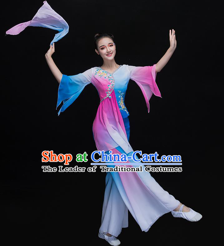 Traditional Chinese Yangge Fan Dancing Costume Modern Dance Dress Clothing